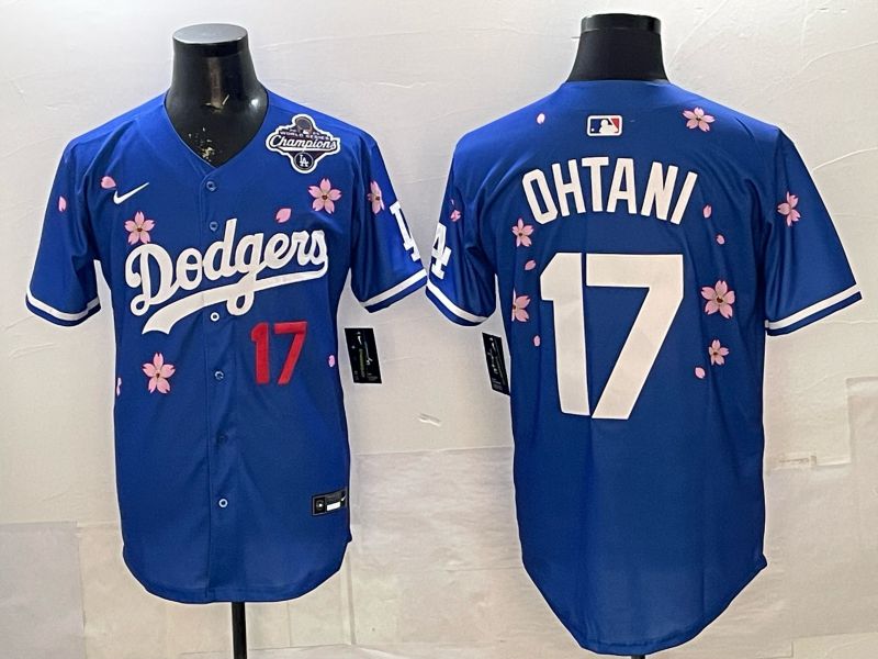 Men Nike 2026 Los Angeles Dodgers #17 Ohtani Blue Sakura Edition Game MLB Jersey 062->los angeles dodgers->MLB Jersey